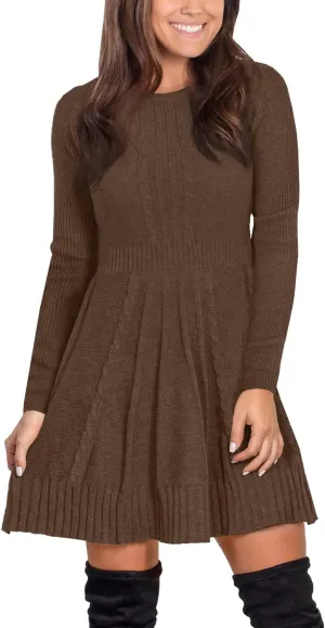 Maisolly Sweater Dress Pullover Tunic Long Sleeve Flare Dress