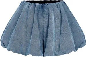 MakeMeChic Women's Denim Shorts High Waisted Ruffle Summer Bubble Jean Shorts