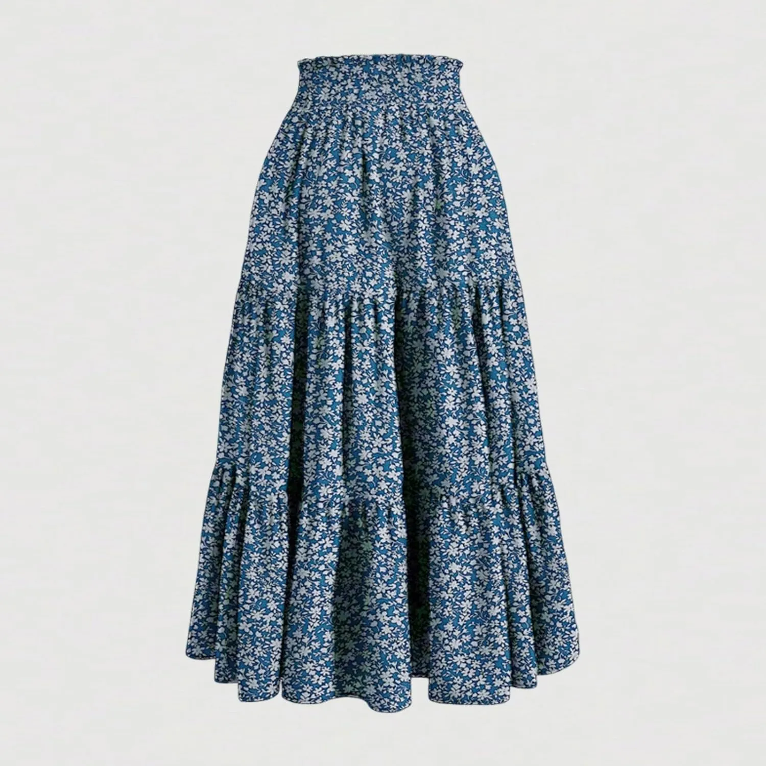 Maxi Skirts for Women 2025 Summer Bohemian High Waisted Long Skirts Flowy Beach Boho Floral Tiered Midi Skirt