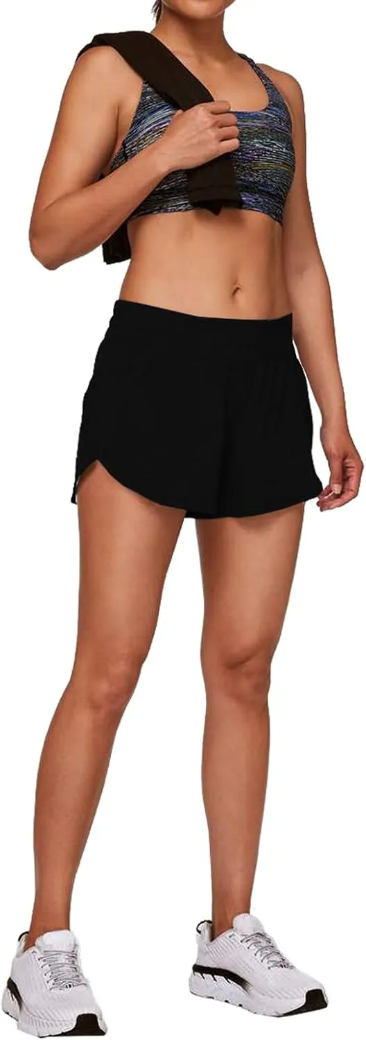 MCEDAR 4" Athletic Shorts for Women with Liner 2 in 1 Running Shorts Quick Dry Zipper Pocket Gym Workout Shorts