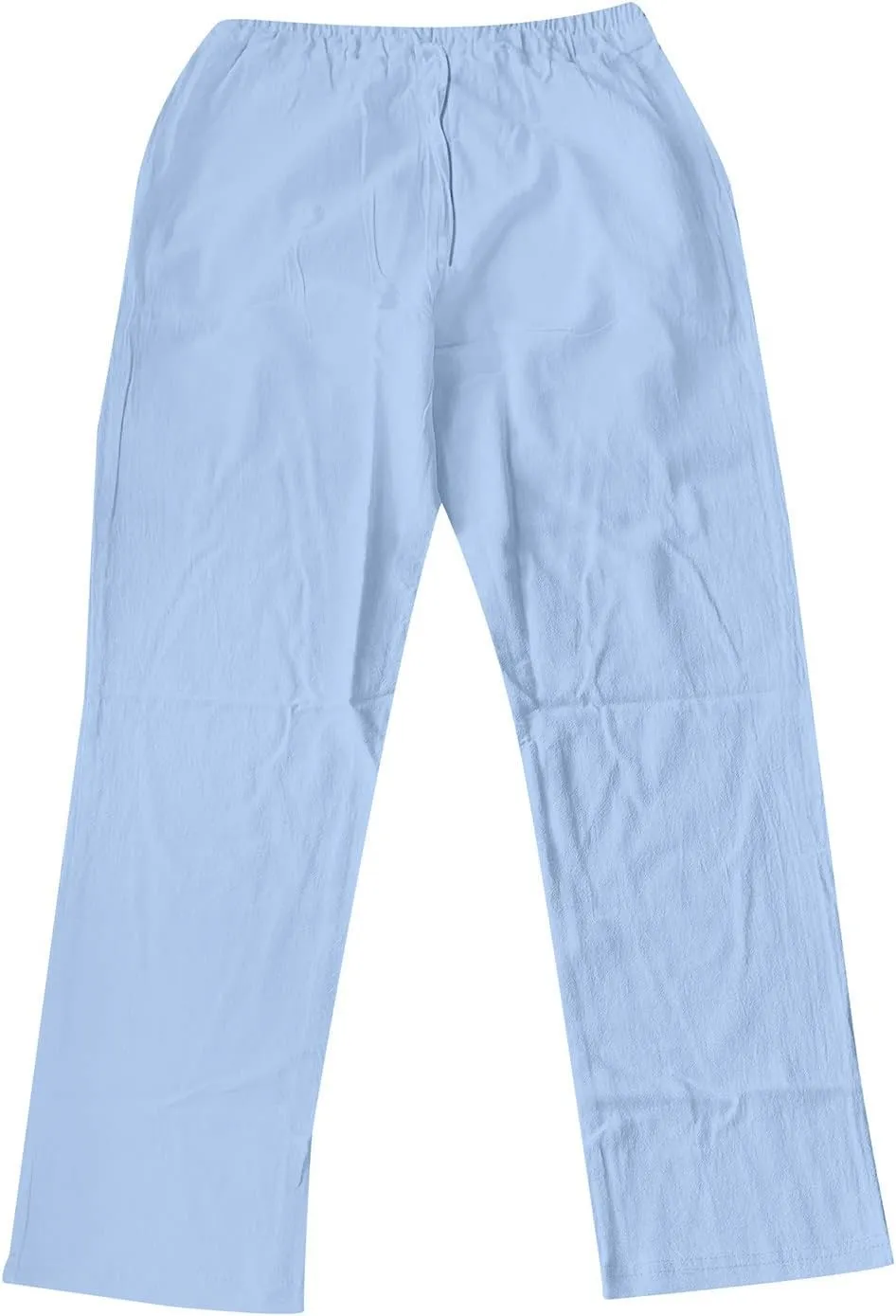Men Linen Pants Lightweight Casual Relaxed Fit Elastic Waist Breathable Wide Leg Baggy Joggers Trousers