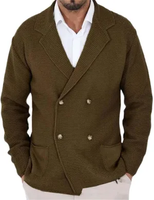 Men's Cardigan Sweater Oversized Chunky Cardigan Double Breasted Knit Jacket Winter Knitted Sweaters Casual Knitwear
