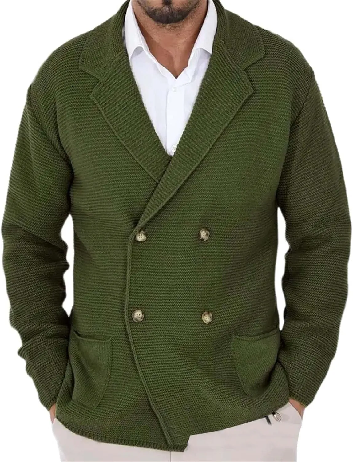 Men's Cardigan Sweater Oversized Chunky Cardigan Double Breasted Knit Jacket Winter Knitted Sweaters Casual Knitwear