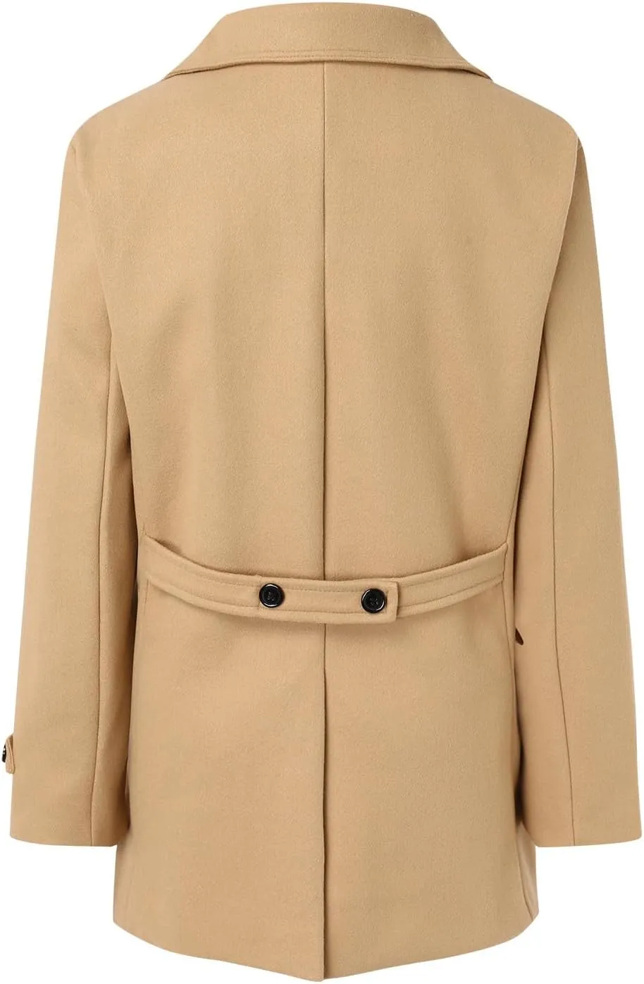 Mens Casual Trench Coat Notched Collar Single Breasted Business Overcoat Winter Warm Wool Blend Peacoat