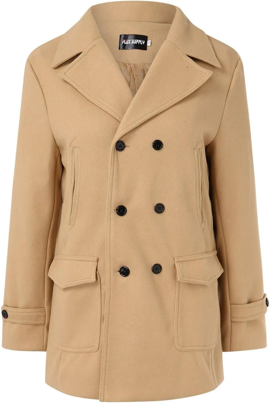 Mens Casual Trench Coat Notched Collar Single Breasted Business Overcoat Winter Warm Wool Blend Peacoat