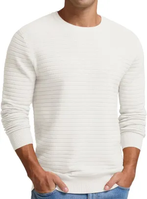 Men's Crewneck Pullover Sweater Solid Knitted Soft Long Sleeve Casual Sweater