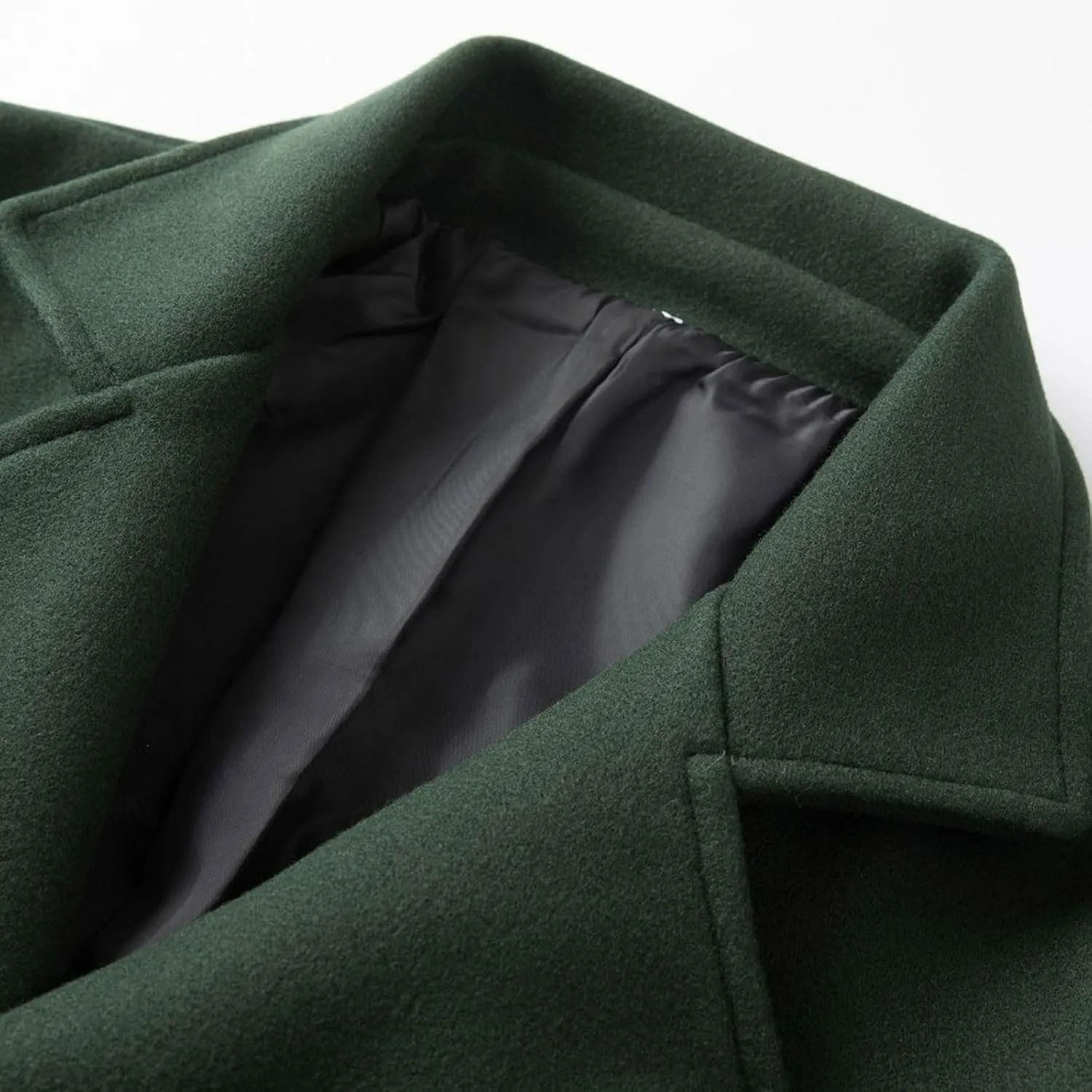 Men's Fall Winter Office Double Breasted Long Dress Wool Coat Overcoat Warm Woolen Casual Lapel Collar Trench Coats