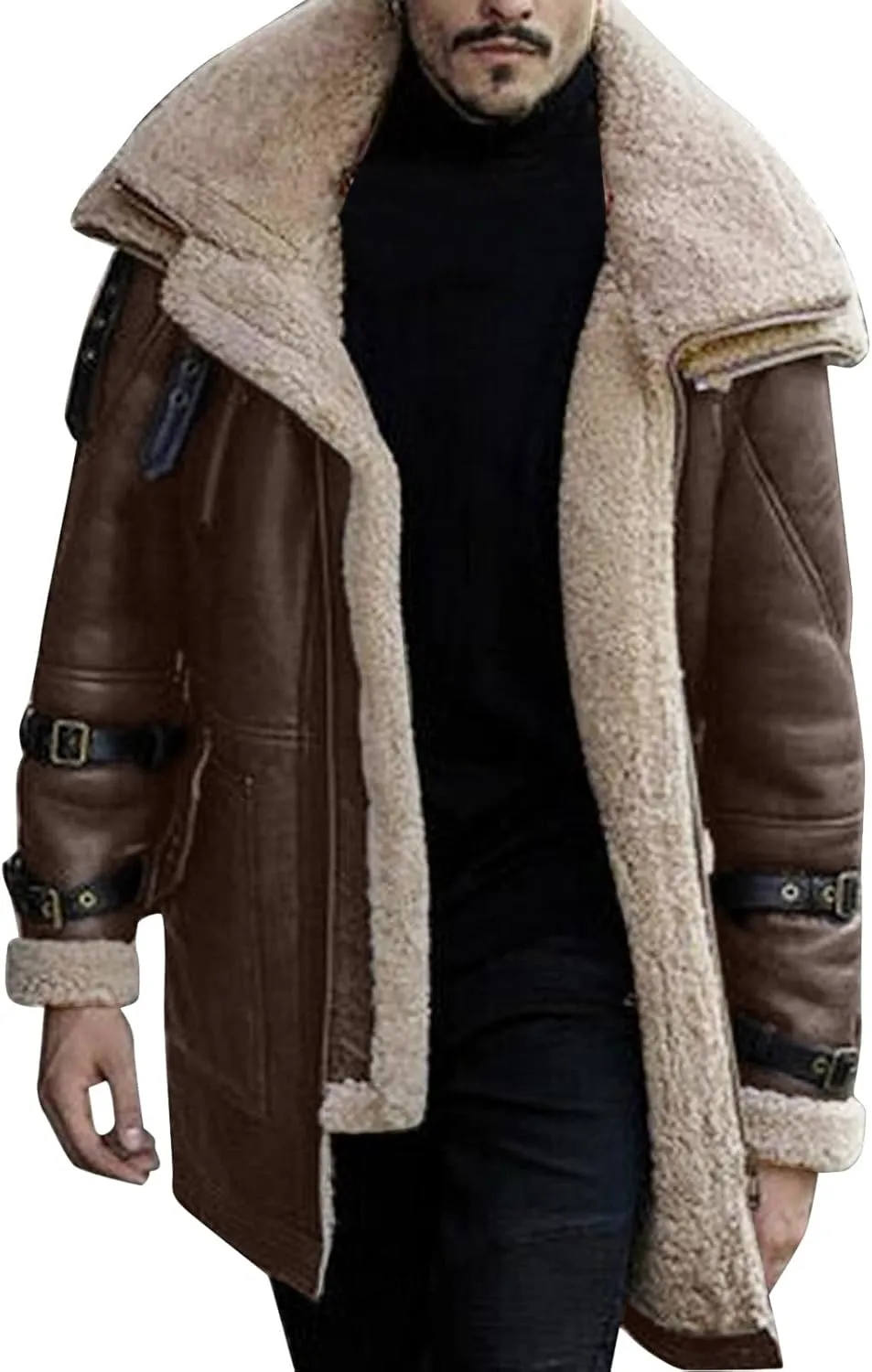 Mens Fur Coat Black Leather Jacket Men Leather Trench Coat Fall Jackets Men's Outerwear Jackets & Coats Faux Leather Blazer Mens Fashion