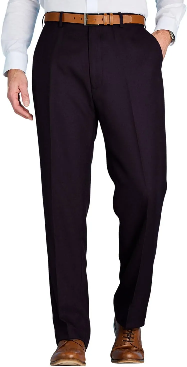 Men's Premium Smart Pants for Officework Stretch Waist Band - Pleated Formal Dress Slacks (Standard and Big & Tall)