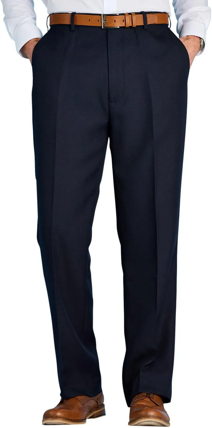 Men's Premium Smart Pants for Officework Stretch Waist Band - Pleated Formal Dress Slacks (Standard and Big & Tall)