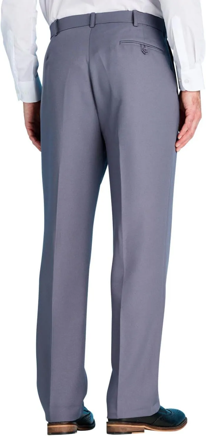 Men's Premium Smart Pants for Officework Stretch Waist Band - Pleated Formal Dress Slacks (Standard and Big & Tall)