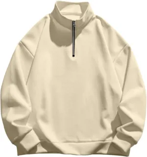 Mens Quarter Zip Up Pullover Lightweight Mock Neck Sweatshirt Casual Long Sleeve Shirt 1/4 Zip Pullover Mens 2024