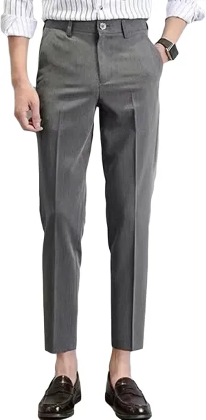 Men's Slim-Fit Flat-Front Dress Pant Skinny Wrinkle-Resistant Chino Pant Straight Stretch Cargo Pant Trouser (29,Grey)