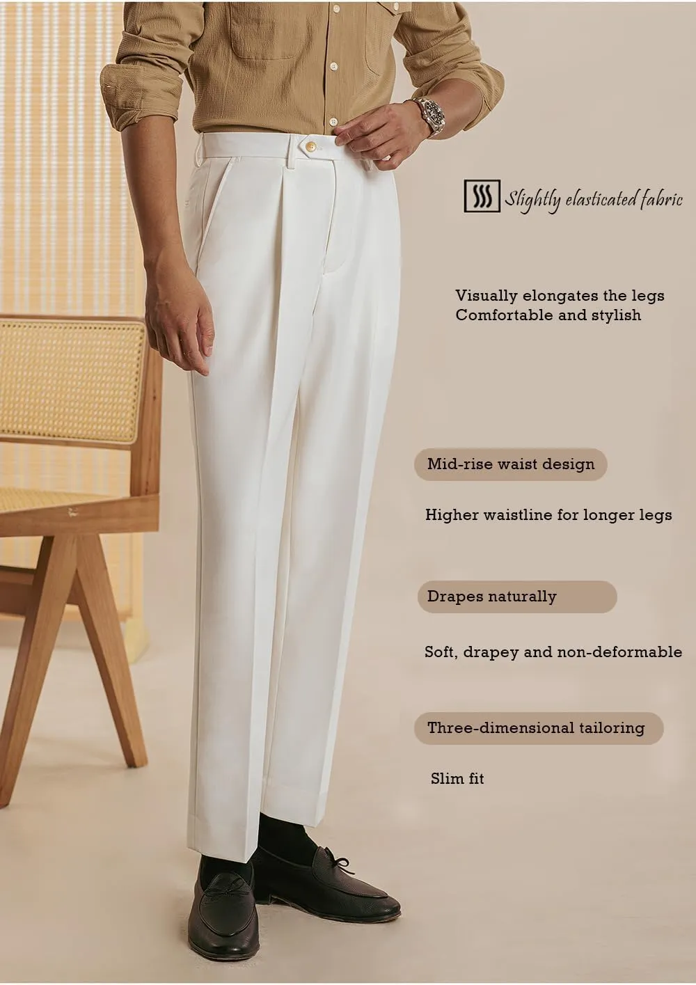 Mens Stretch Dress Pants Classic Fit Casual Golf Work Suit Pants Lightweight Flat Front Pants