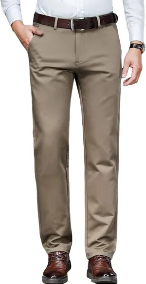 Men's Stretch Dress Pants Slim Fit Skinny Suit Pant Business Flex Flat Front Pant Wrinkle-Resistant Chino Pant (35,Khaki)