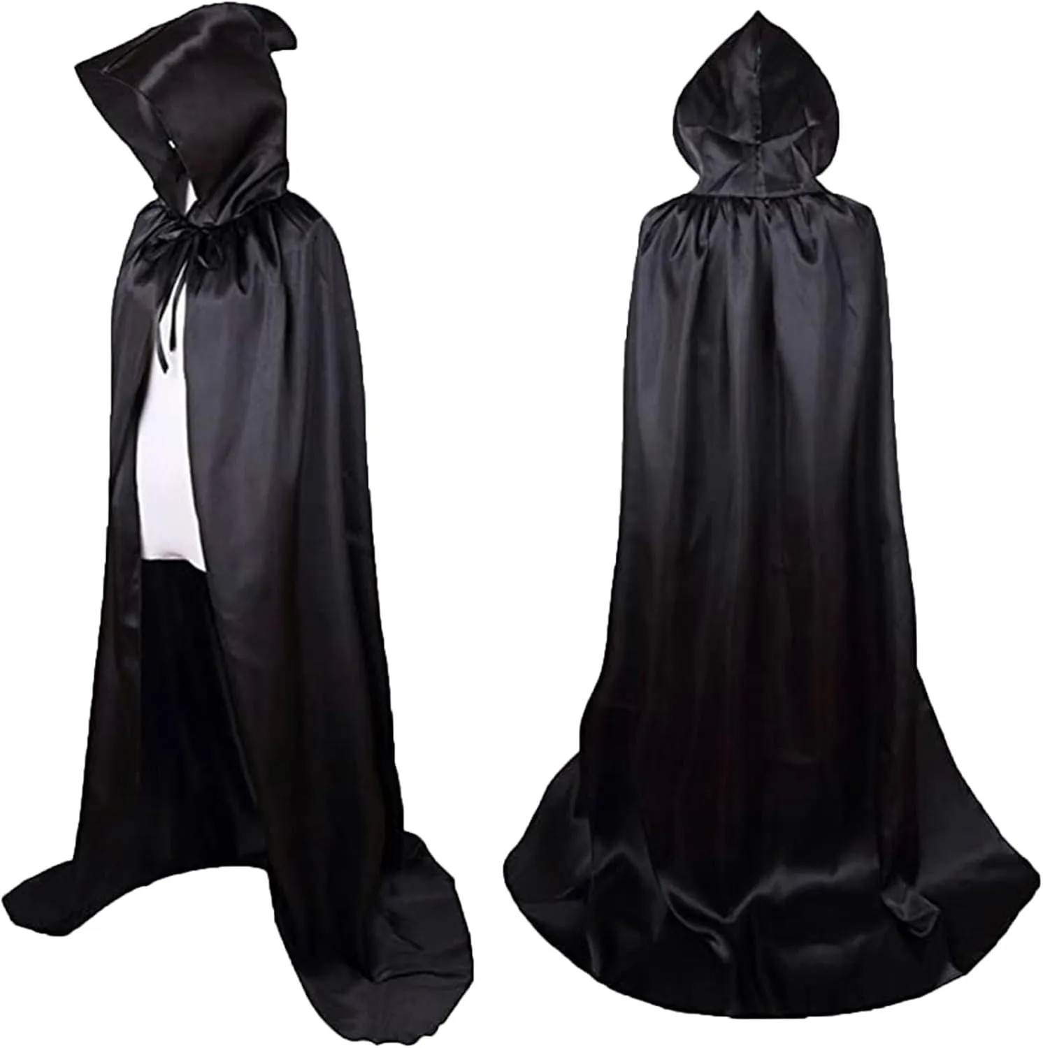 Mens Womens Renaissance Hooded Cape Vintage Medieval Cloak Full Length Robe Steampunk Gown Halloween Dress Up Costumes