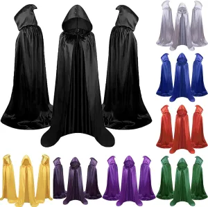 Mens Womens Renaissance Hooded Cape Vintage Medieval Cloak Full Length Robe Steampunk Gown Halloween Dress Up Costumes