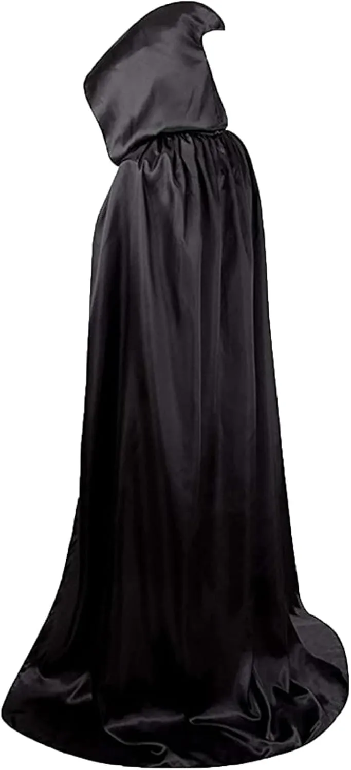 Mens Womens Renaissance Hooded Cape Vintage Medieval Cloak Full Length Robe Steampunk Gown Halloween Dress Up Costumes
