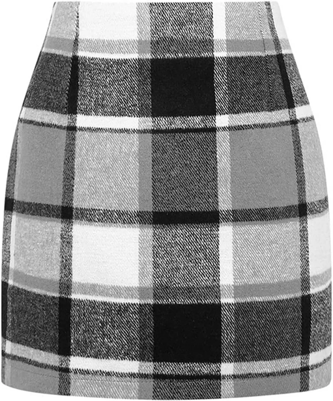 Mini Plaid Skirts for Women Trendy High Waisted Bodycon Wool Pencil Skirt Stretchy Wrap Skirt Lightweight Tweed Skirt