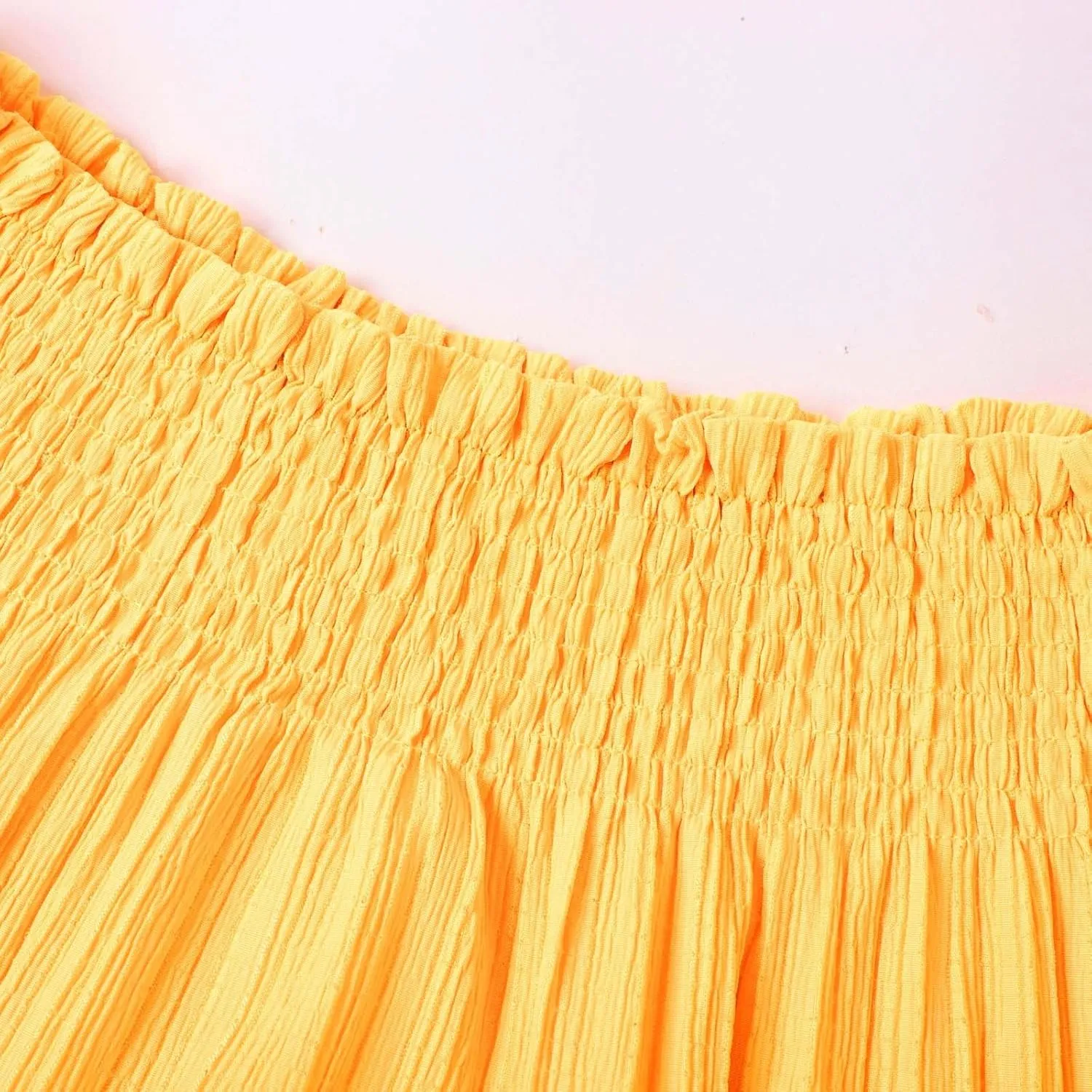 Mini Skirts for Women High Elastic Waisted Tiered Boho Smocked Ruffle A-Line Skirt Beach Flowy Short Cake Skirt