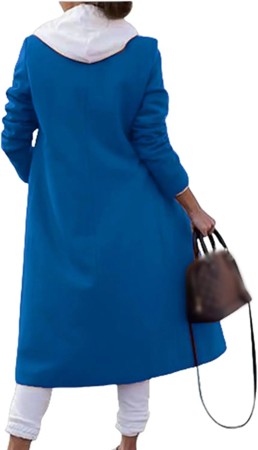 Mmoneyake Long Jackets for Women 2024 Trendy Trench Coat Casual Notch Lapel Single Breasted Peacoat Long Winter Coats Outwear
