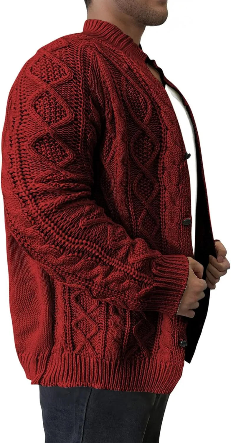 Muscularfit Big & Tall Mens Cardigan Sweater Ribbed Knit Button Down Knitted Sweater Lightweight Long Sleeve Fall Jacket Coat