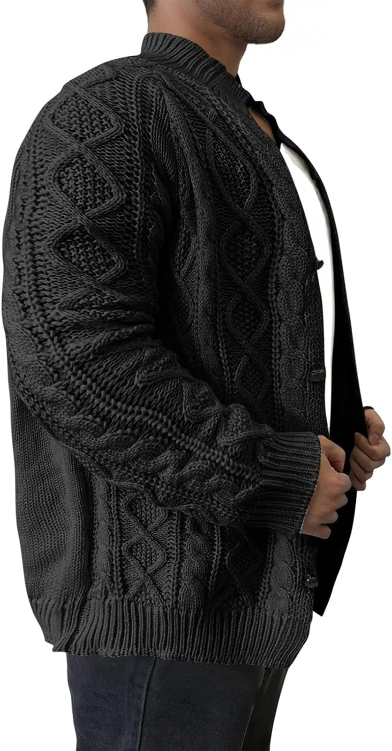 Muscularfit Big & Tall Mens Cardigan Sweater Ribbed Knit Button Down Knitted Sweater Lightweight Long Sleeve Fall Jacket Coat