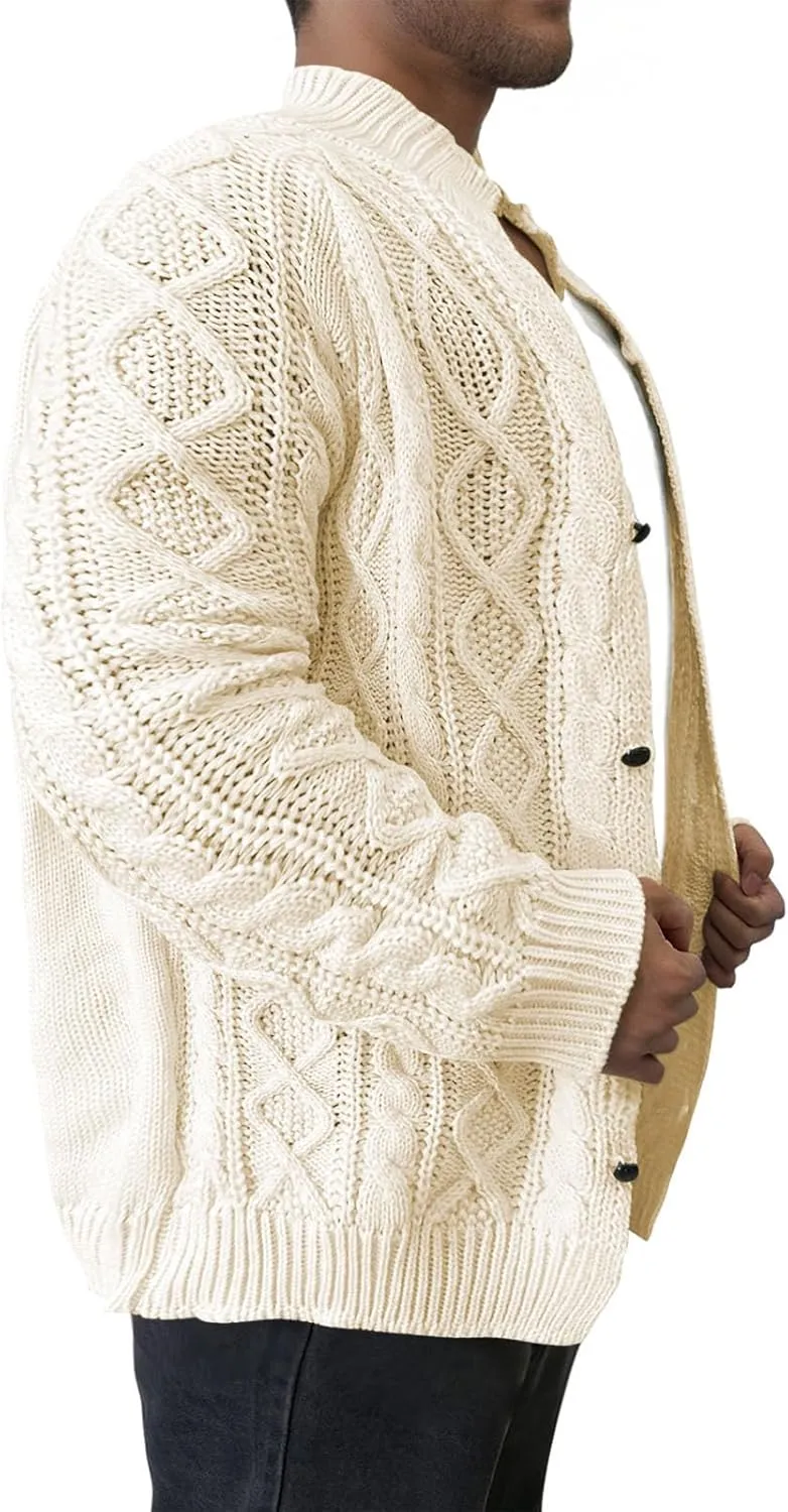 Muscularfit Big & Tall Mens Cardigan Sweater Ribbed Knit Button Down Knitted Sweater Lightweight Long Sleeve Fall Jacket Coat