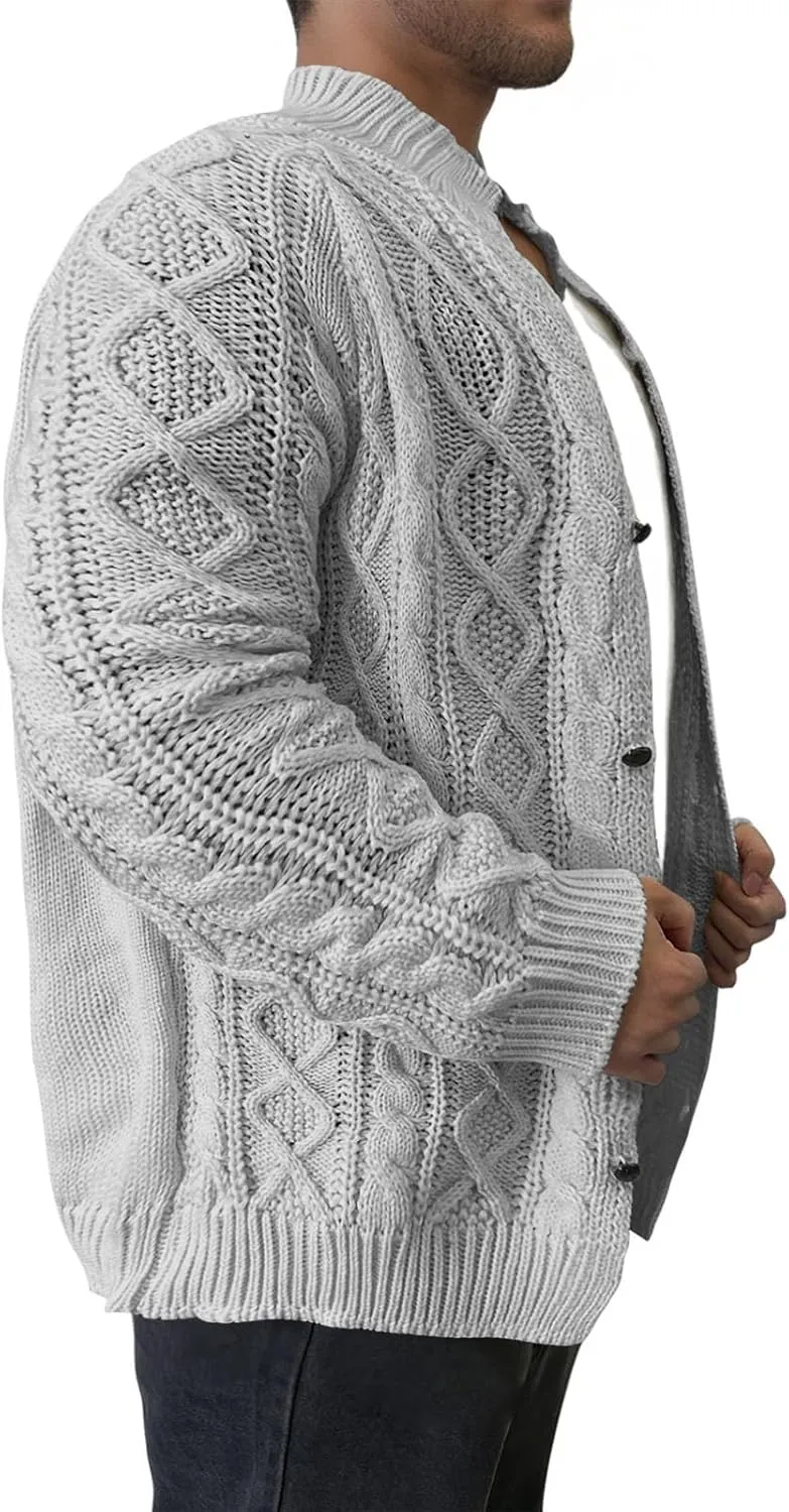 Muscularfit Big & Tall Mens Cardigan Sweater Ribbed Knit Button Down Knitted Sweater Lightweight Long Sleeve Fall Jacket Coat