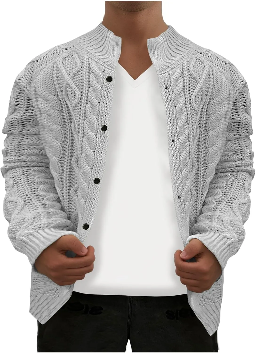 Muscularfit Big & Tall Mens Cardigan Sweater Ribbed Knit Button Down Knitted Sweater Lightweight Long Sleeve Fall Jacket Coat