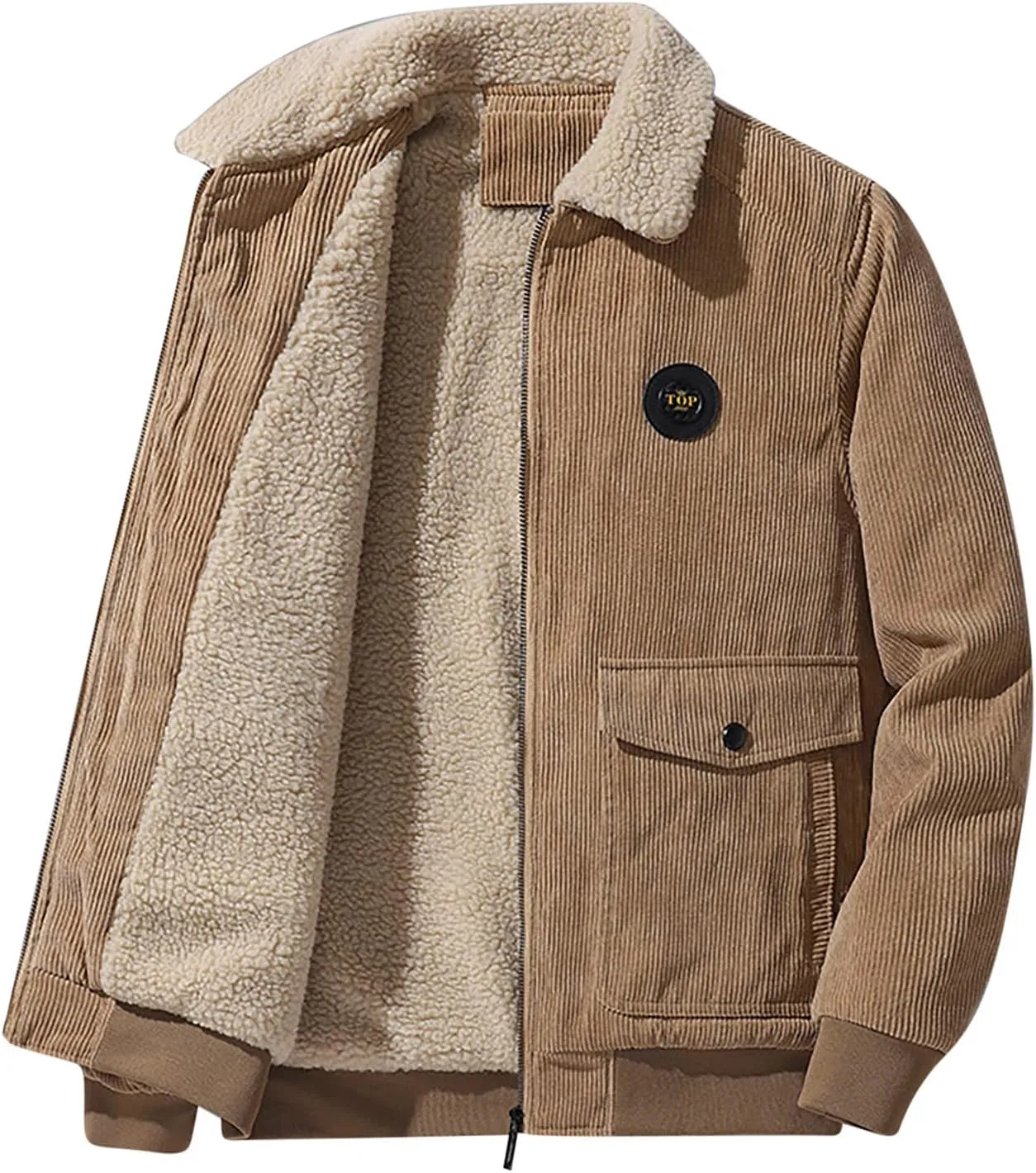 Muscularfit Mens Big and Tall Winter Coats Fashion Warm Sherpa Lined Outerwear Thick Thermal Heavyweight Padded Coats Jacket