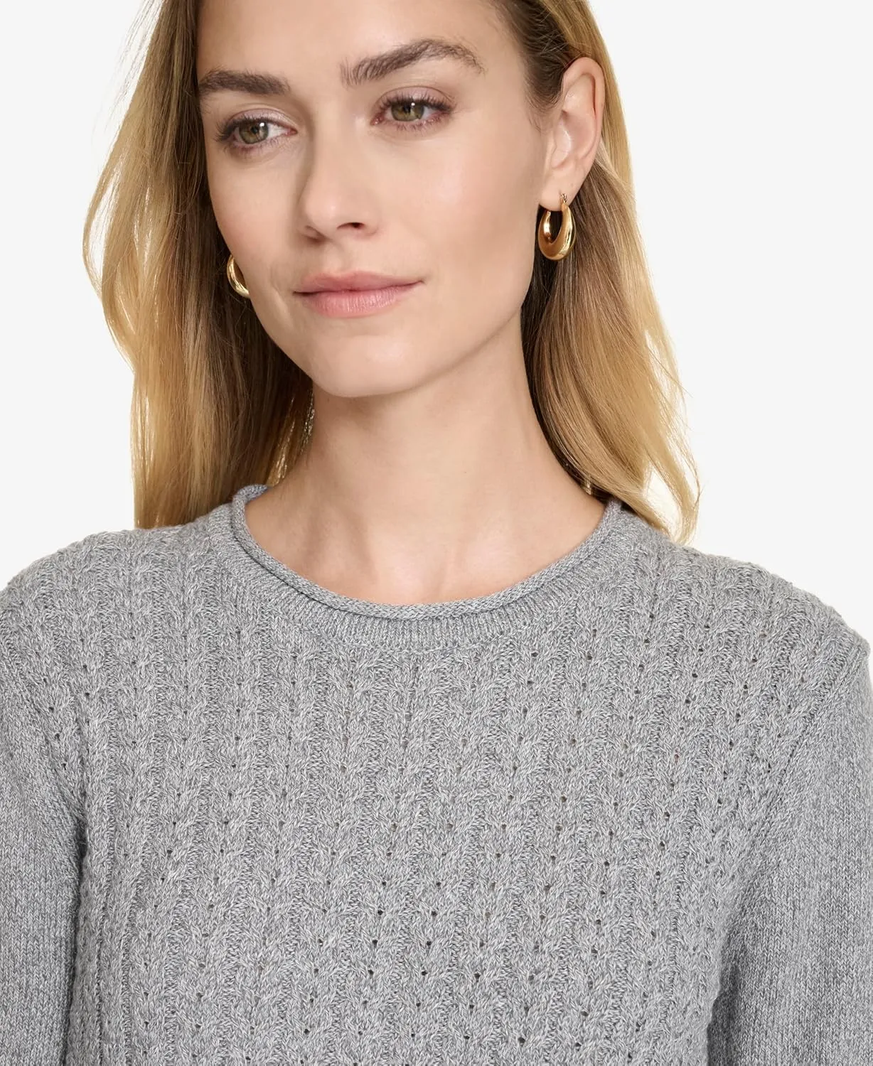 Nautica Women's Crewneck Pullover Cable Long Sleeve