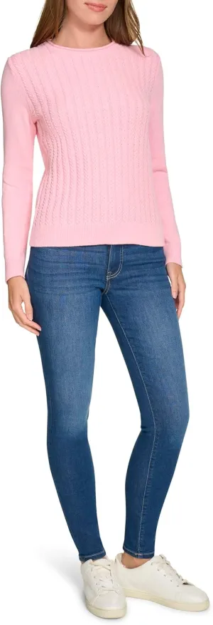 Nautica Women's Crewneck Pullover Cable Long Sleeve