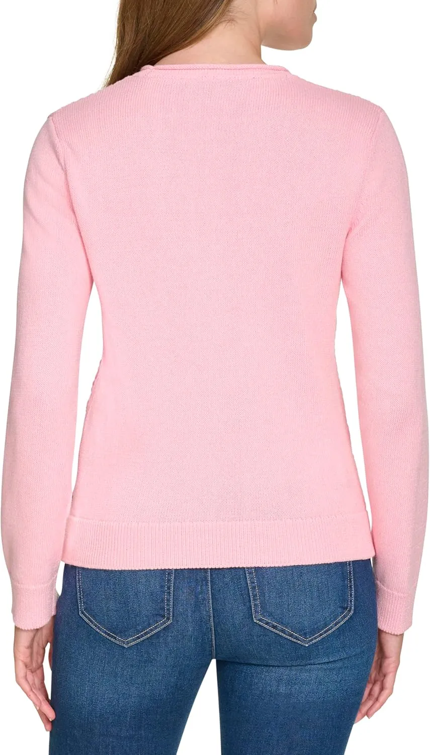 Nautica Women's Crewneck Pullover Cable Long Sleeve