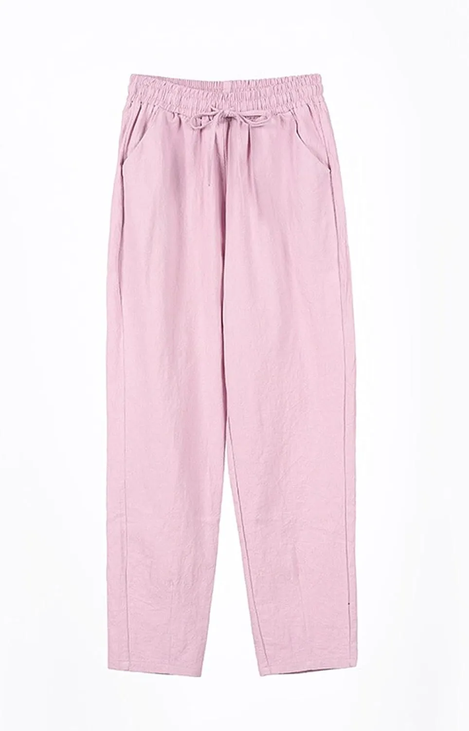 NBXNZWF Women's Cotton Linen Straight Leg Pants Elastic Drawstring Casual Trousers Summer Beach Lounge Pants with Pockets