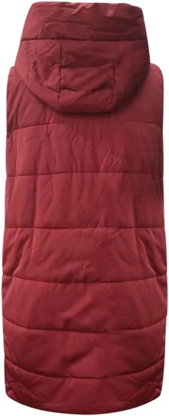 New Ladies Fashion Casual Padded Jacket Solid Color Hooded Slim Vest Temperament Sleeveless Cardigan Long Coat