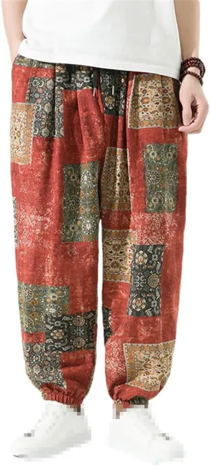 Niiyyjj Men Casual Pants Oversized Harem Pants Male Street Sweatpants Elastic Waist Wide Leg Trousers