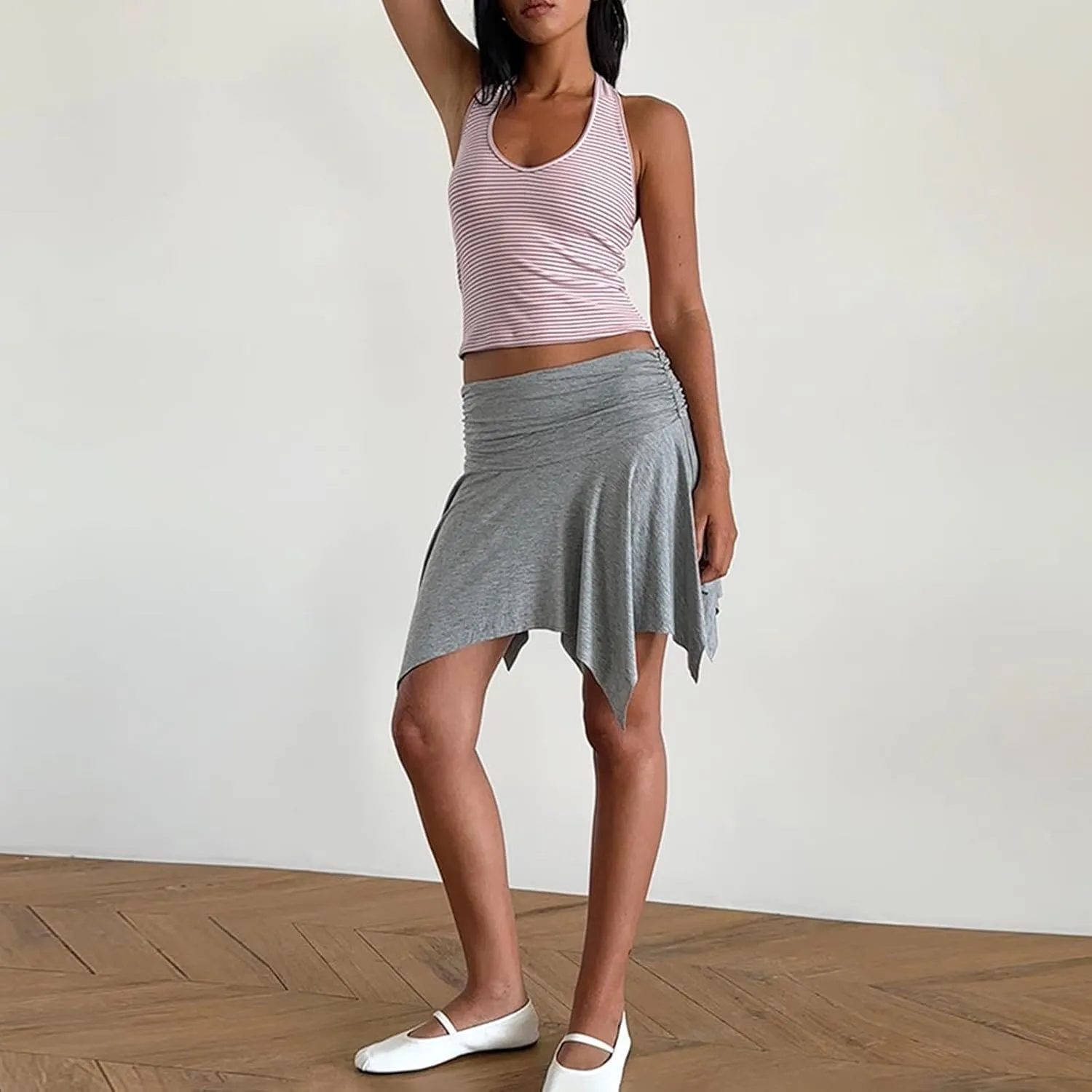 NUFIWI Y2k Striped Shorts for Women High Waist Stretch Micro Boy Shorts Slim Fit Pajamas Bottoms Lounge Shorts Sleepwear