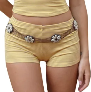 NUFIWI Y2k Striped Shorts for Women High Waist Stretch Micro Boy Shorts Slim Fit Pajamas Bottoms Lounge Shorts Sleepwear