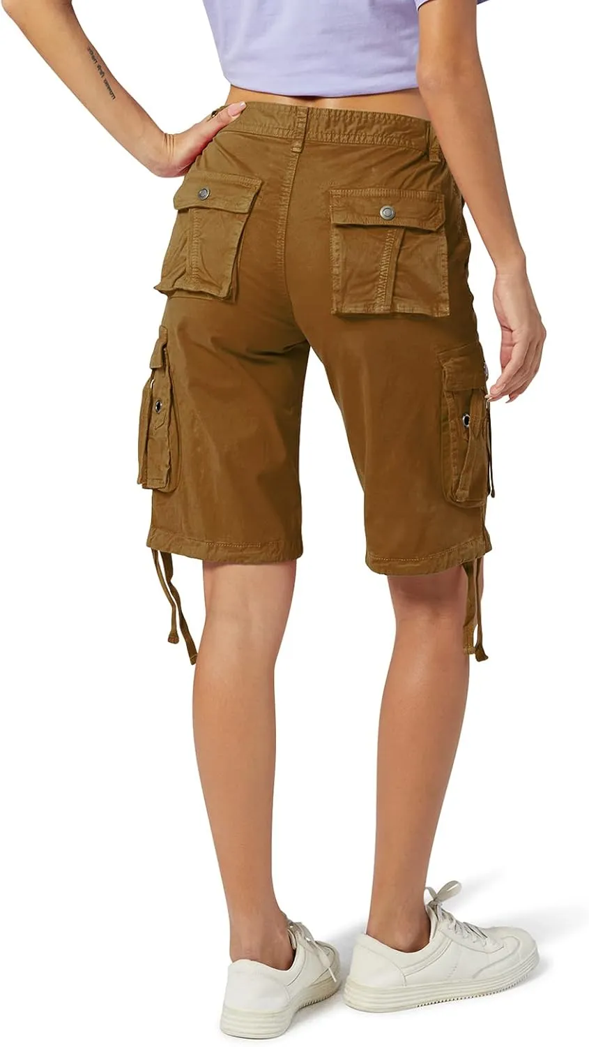 OCHENTA Women's Cargo Shorts with Multi Pockets Casual Bermuda Hiking Shorts