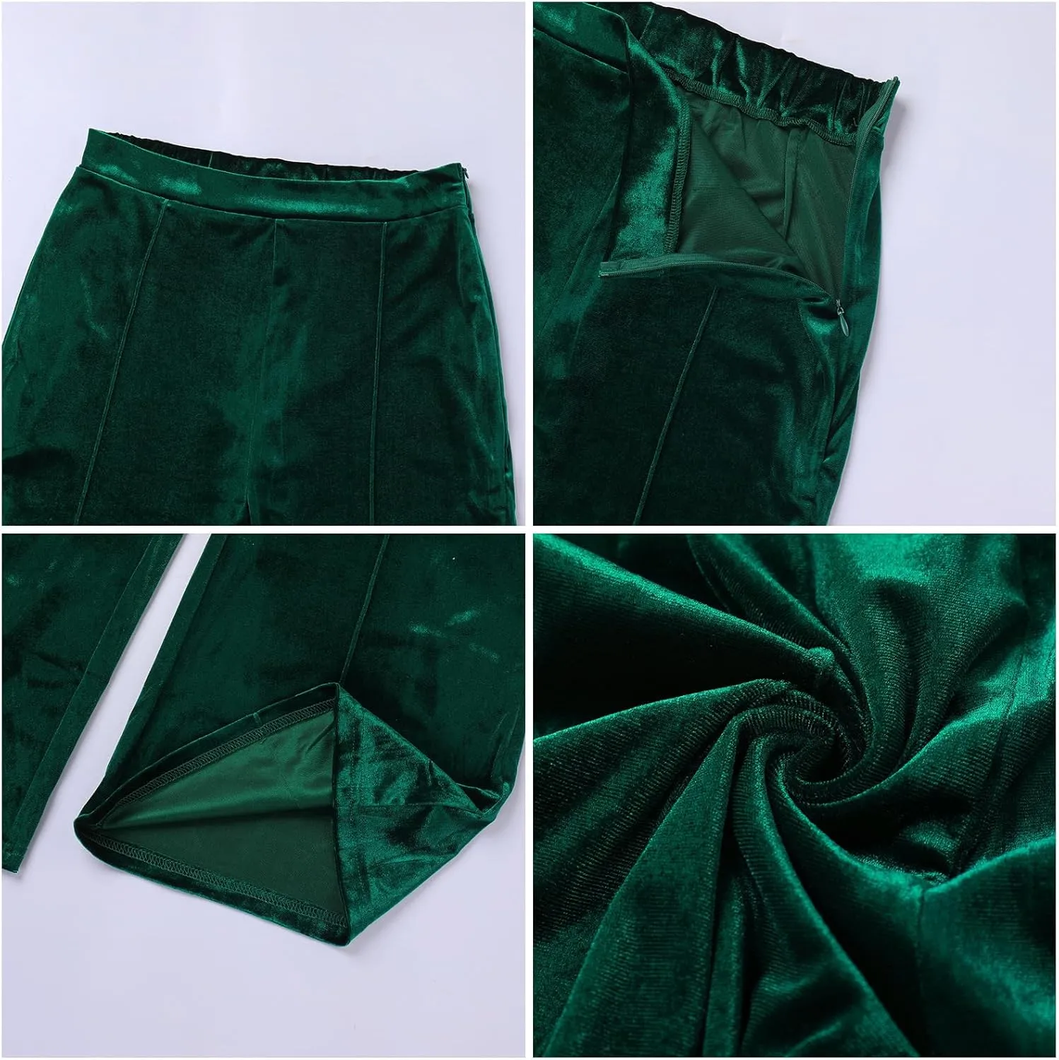 ODIZLI Velvet Pants for Women High Waist Bell Bottom Flare Pants Palazzo Casual Trousers