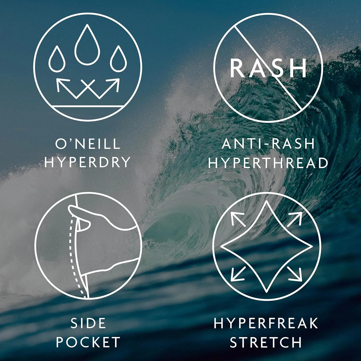 O'NEILL Men's Board Shorts, 20 Inch Outseam Hyperfreak Board Shorts, Premium Mens Board Shorts for Comfort and Style