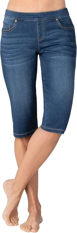 PajamaJeans Ladies Bermuda Shorts for Women - Pedal Pushers for Women Knee Length Shorts - Pull on Shorts Women with Pockets