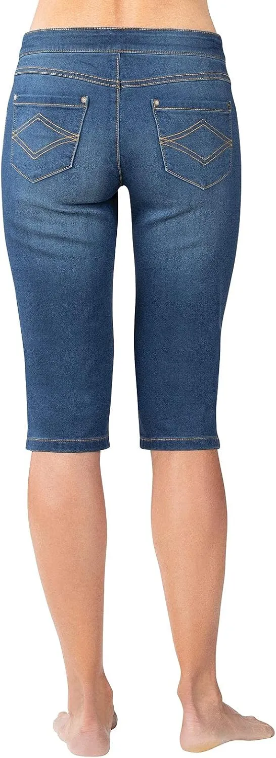 PajamaJeans Ladies Bermuda Shorts for Women - Pedal Pushers for Women Knee Length Shorts - Pull on Shorts Women with Pockets