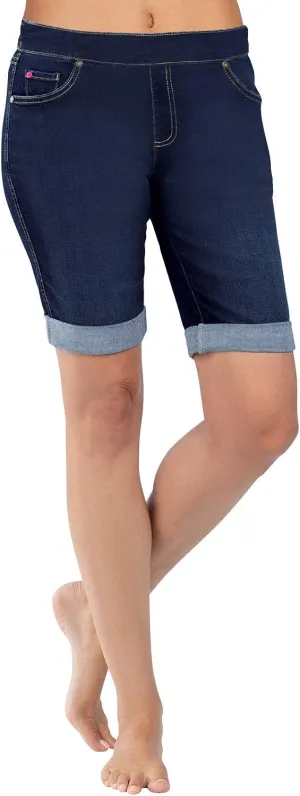 PajamaJeans Summer Knee Length Shorts for Women - Pull On Women's Shorts with Pockets, Stretch Denim Womens Shorts for Ladies