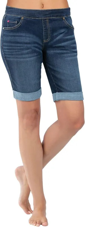 PajamaJeans Summer Knee Length Shorts for Women - Pull On Women's Shorts with Pockets, Stretch Denim Womens Shorts for Ladies