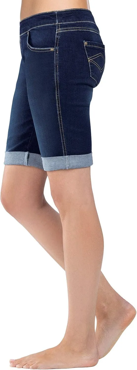 PajamaJeans Summer Knee Length Shorts for Women - Pull On Women's Shorts with Pockets, Stretch Denim Womens Shorts for Ladies