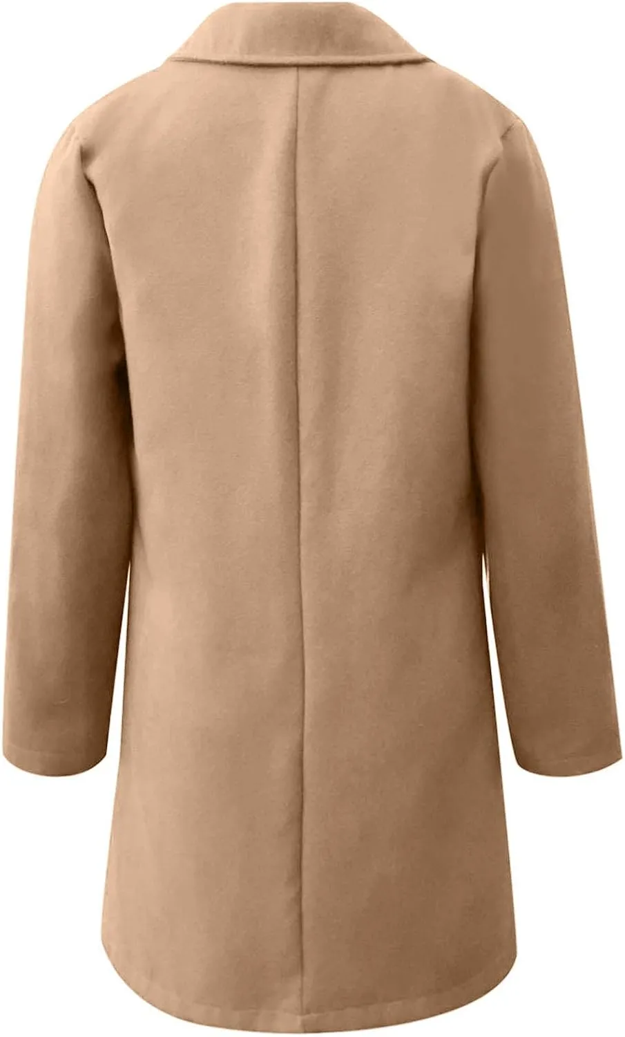 Pea Coats for Women Notch Collar Single Breasted Mid-Long Trench Coat Essential Winter Warm Casual Woolen Overcoat