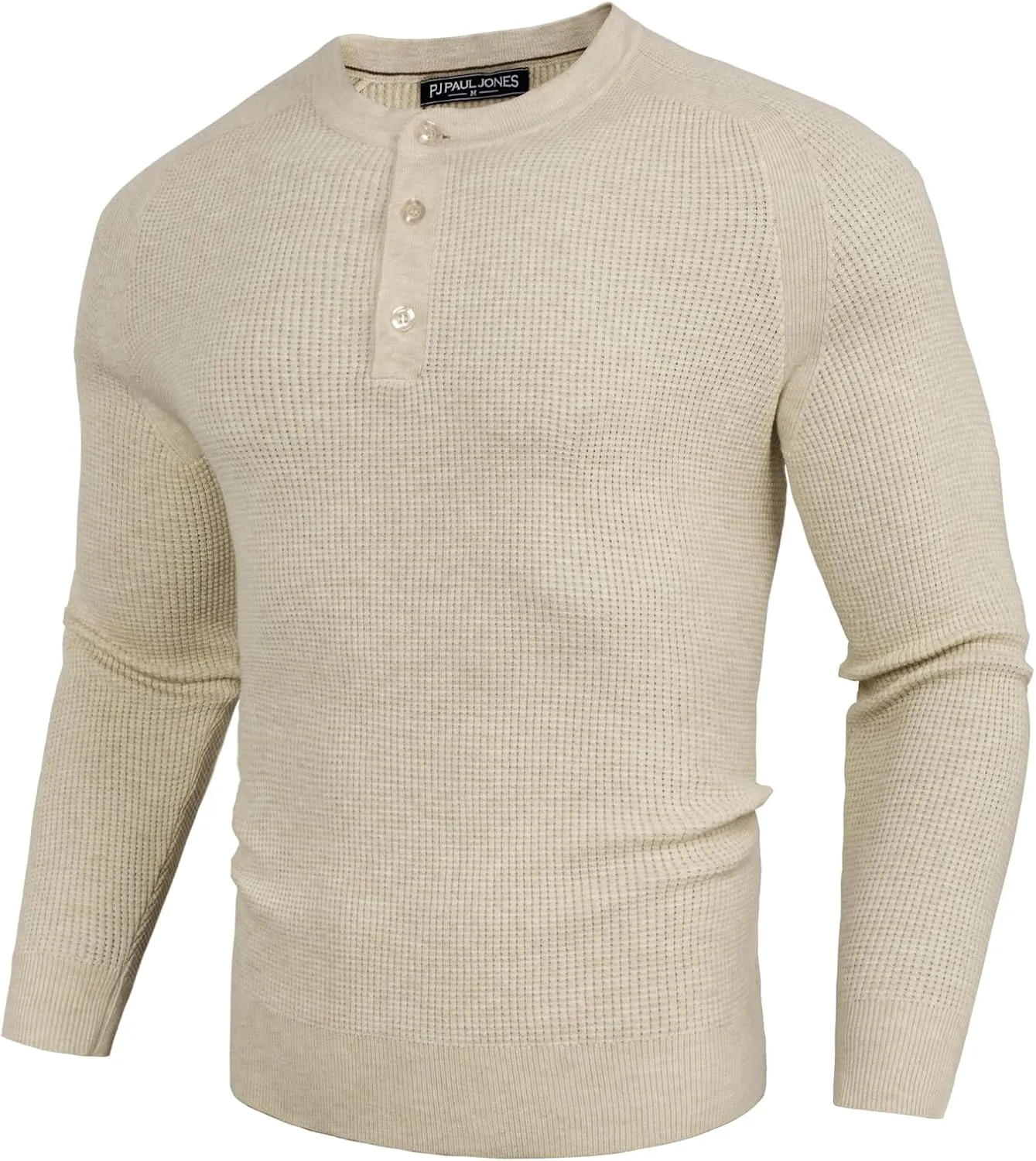 PJ PAUL JONES Mens Sweater Waffle Crewneck Pullover Sweaters Henley Sweater