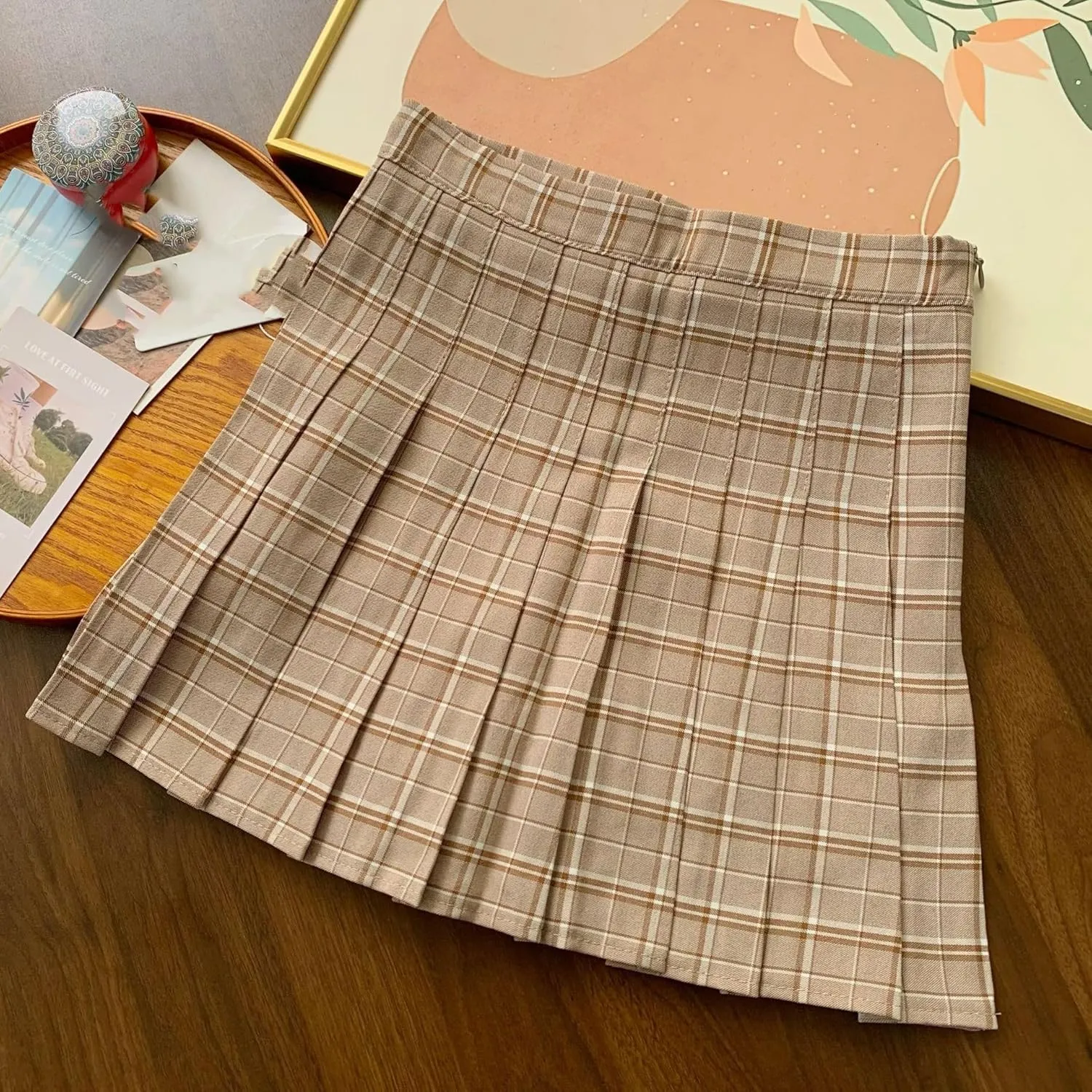 Pleated Chiffon Skirt with Slit for Women, Autumn Winter Elegant